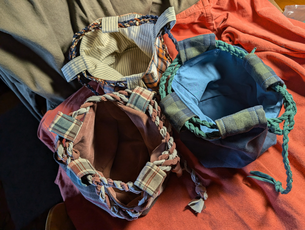 Top view of three rice bags